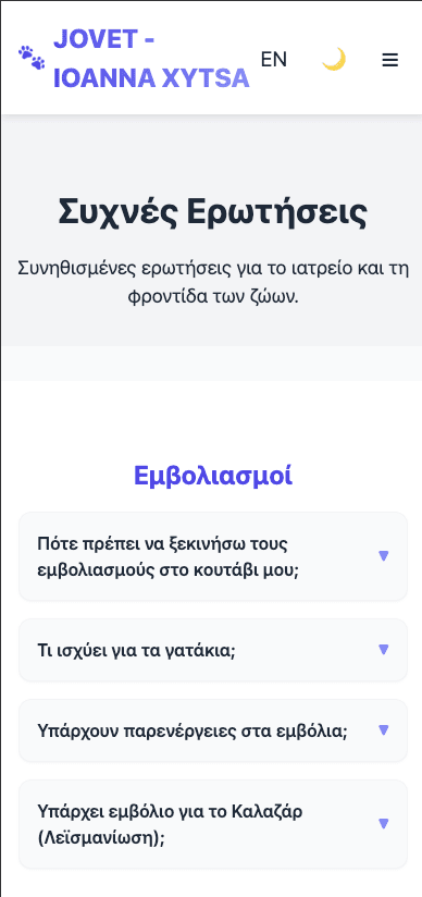 Mobile FAQ and Theme Toggle